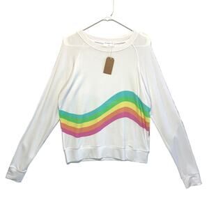 Stripe & Stare Rainbow Stripe Swirl Modal Pullover Sweatshirt NWT Sz S Casual